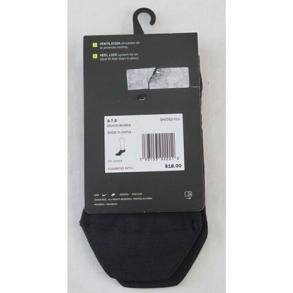 Nike Spark SK0052 Men's 6-7.5 Women's 7.5-9 Black Lightweight No Show Socks - Picture 2 of 2